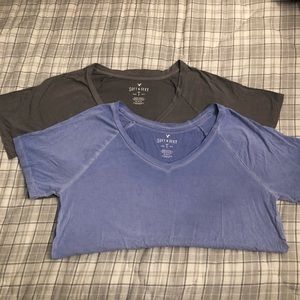 TWO American Eagle V-Neck Shirts